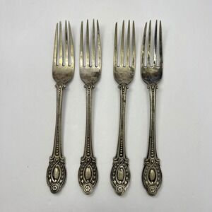 John Round & Son Silverplate 4 Forks Victorian Sheffield England Ornate Flatware